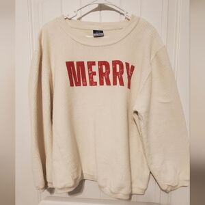MV Sport Cream 'Merry' Graphic Sweater
